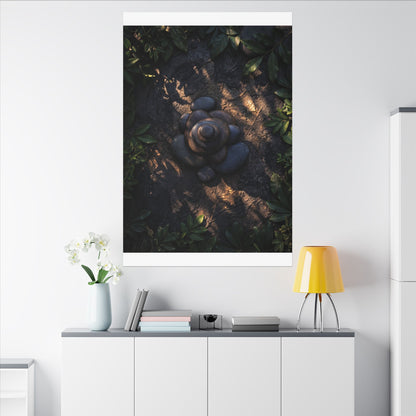 Ma River Stones Canvas Art - Dark Japandi Dark Texture