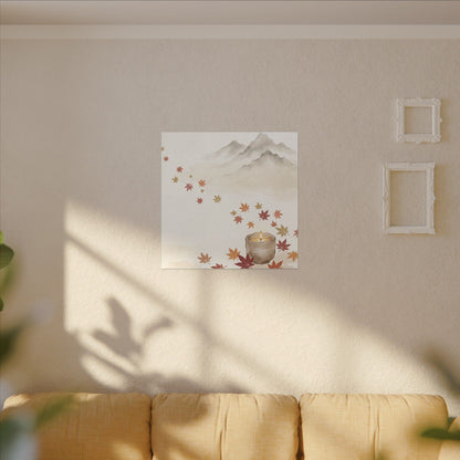 Earthy Mountain Mist Canvas Art - Japanese Pattern Japandi