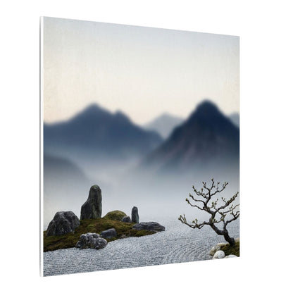 Mountain Mist Karesansui Canvas Art | Contemplative Zen Art
