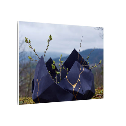 Paper Fold Canvas Art | Spring Kintsugi Gold Repair Art