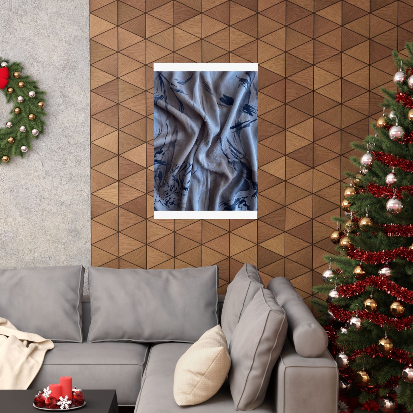 Silk Drape Wall Art Print | Winter Japandi Japanese Pattern Art