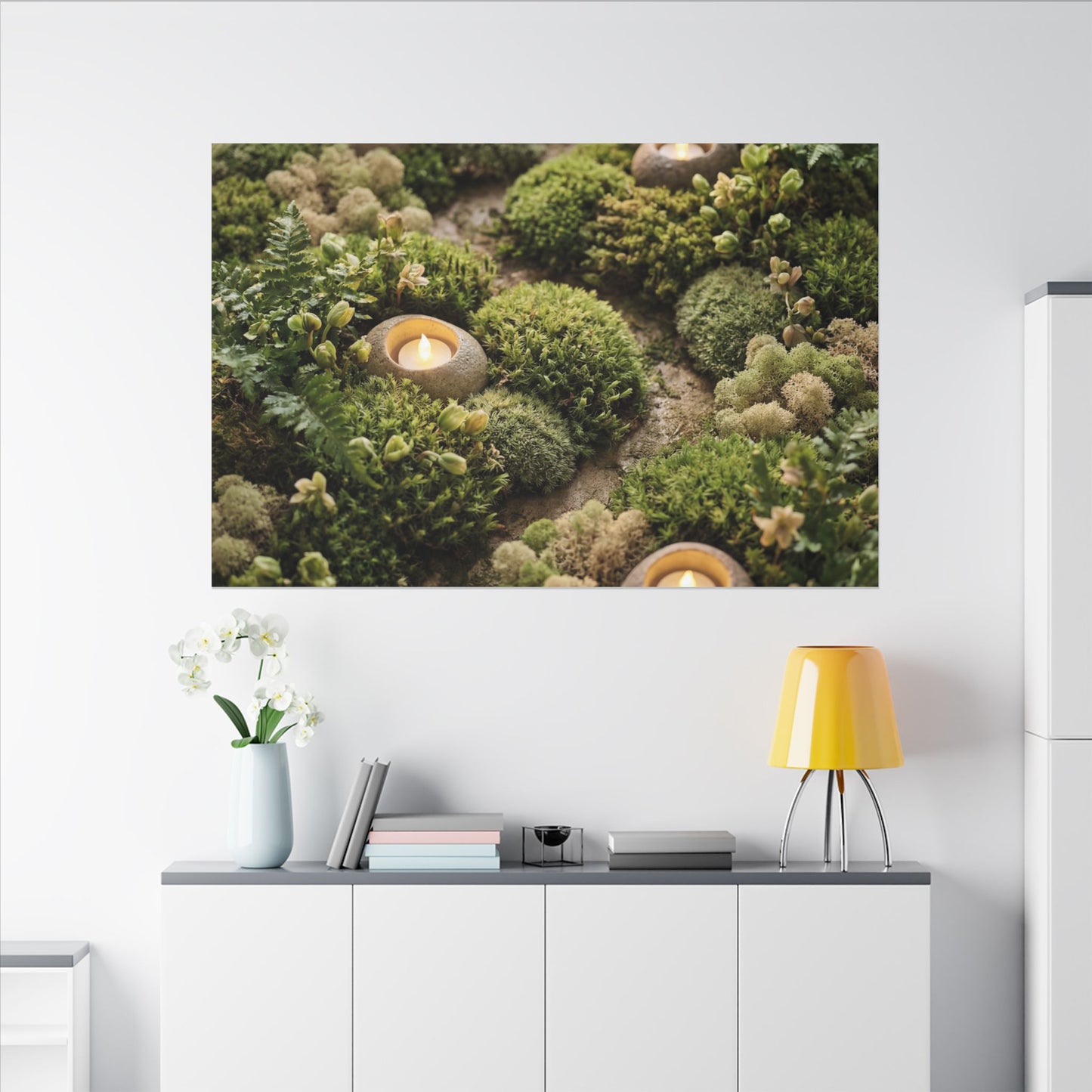 Moss Close Up Japanese Pattern Canvas Art | Neutral Japandi Art