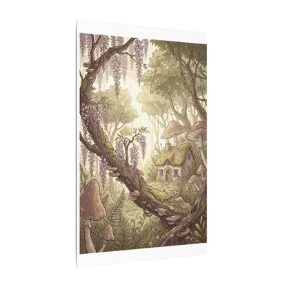 Summer Wisteria Mushroom Illustration Canvas Art | Enchanting Decor