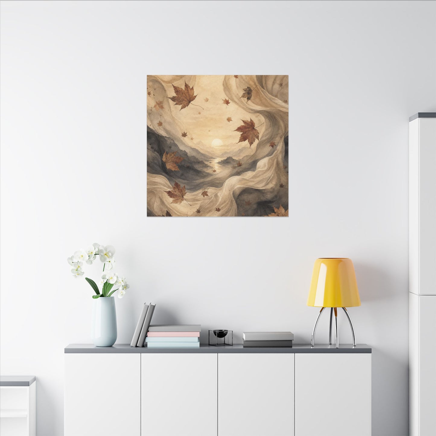 Autumn Silk Drape Watercolor Canvas Art | Earthy Decor