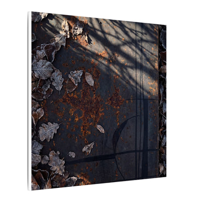 Shibui Rust Patina Canvas Art - Dark Japandi Charcoal Ink