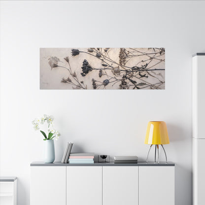 Elegant Dried Flowers Canvas Art - Japanese Pattern Japandi