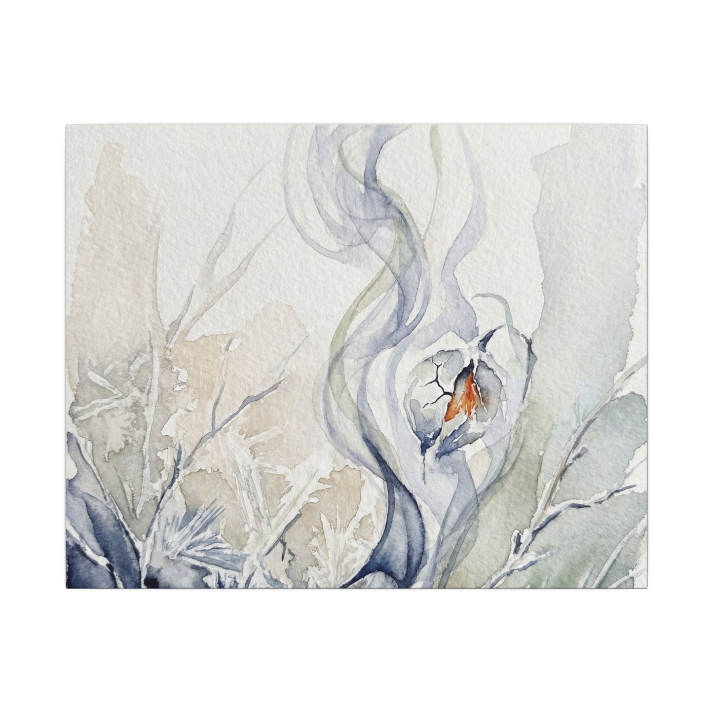 Earthy Incense Smoke Canvas Art - Watercolor Japandi Art Print