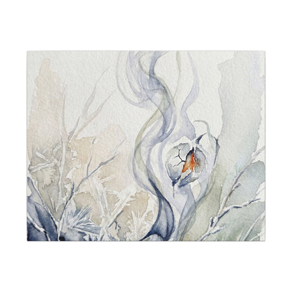 Earthy Incense Smoke Canvas Art - Watercolor Japandi Art Print