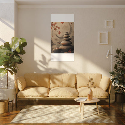 Japandi River Stones in Candlelight | Japanese Pattern Canvas Art