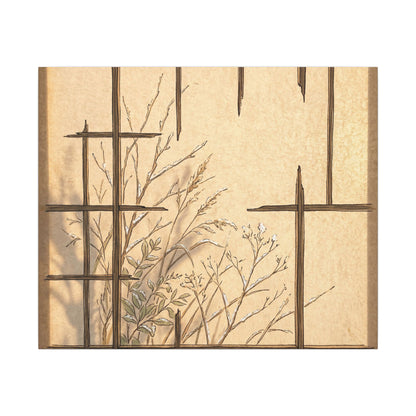Shoji Screen Canvas Art | Winter Japandi Minimal Line Art