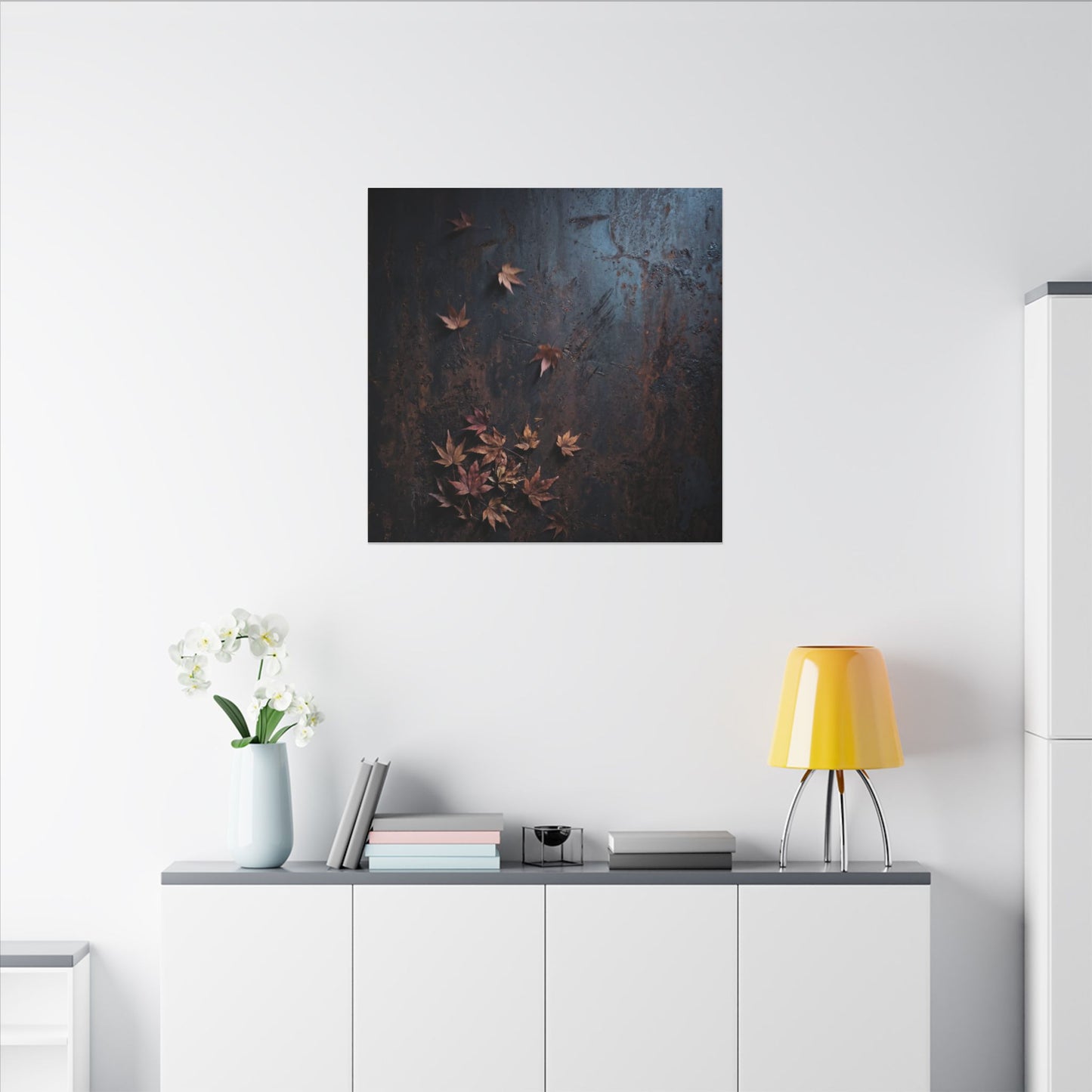 Moonlight Rust Patina Canvas Art - Dark Japandi Mono No Aware