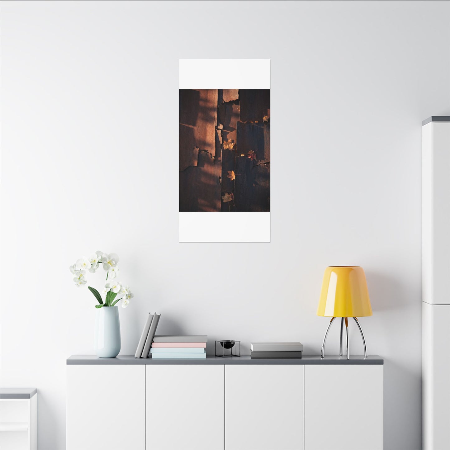 Seijaku Rust Patina Canvas Art - Dark Japandi Shadow Zen