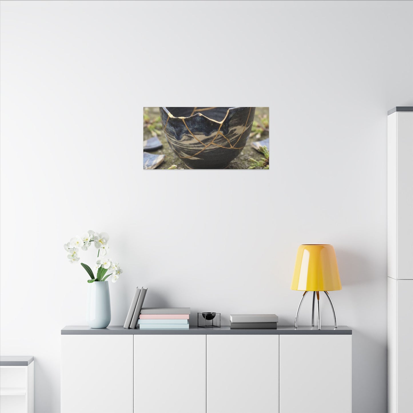 Datsuzoku Ceramic Bowl Canvas Art - Kintsugi Gold Repair