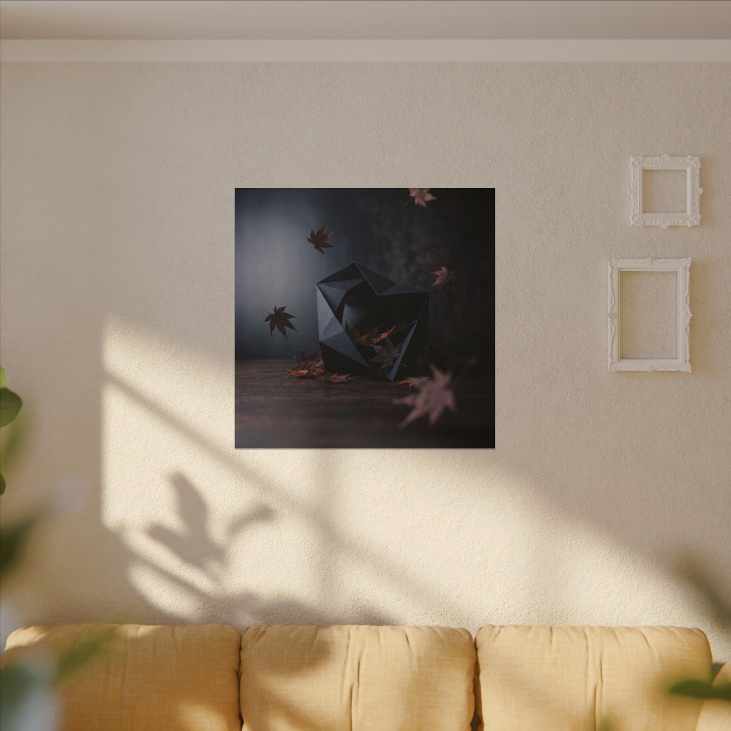 Dark Japandi Paper Fold in Dawn | Shadow Zen Canvas Art