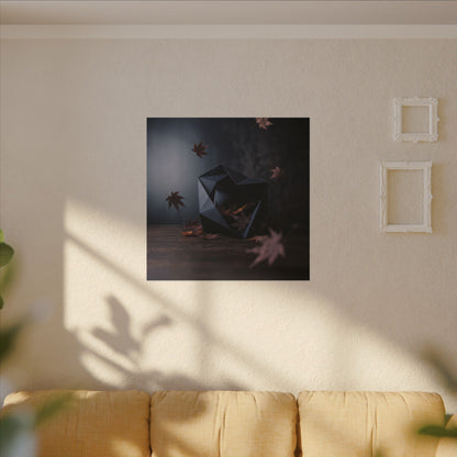 Dark Japandi Paper Fold in Dawn | Shadow Zen Canvas Art