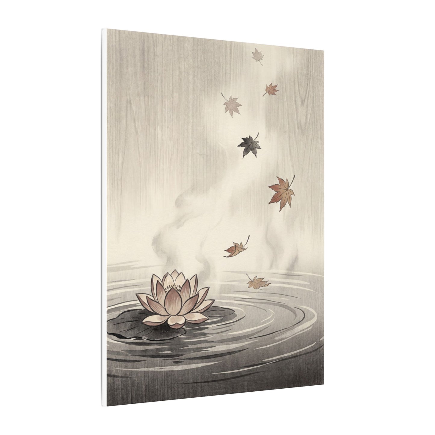 Lotus Flower Canvas Art | Autumn Zen Ukiyo E Inspired Art