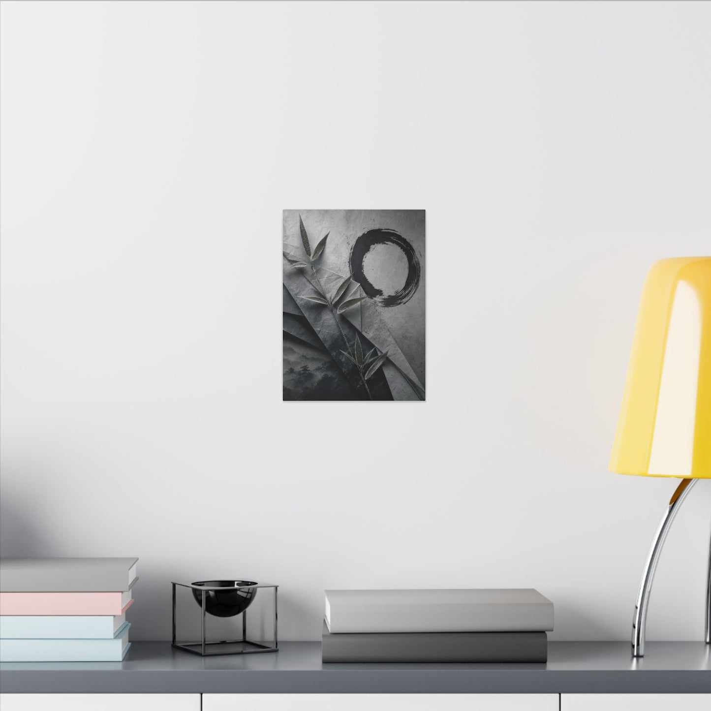 Winter Paper Fold Enso Canvas Art | Serene Decor