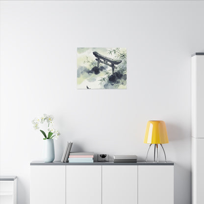 Torii Gate Sumi E Canvas Art | Serene Zen Art