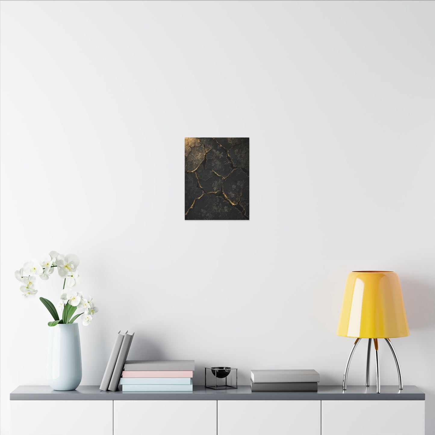 Cracked Earth Canvas Art | Winter Dark Japandi Shadow Zen Art