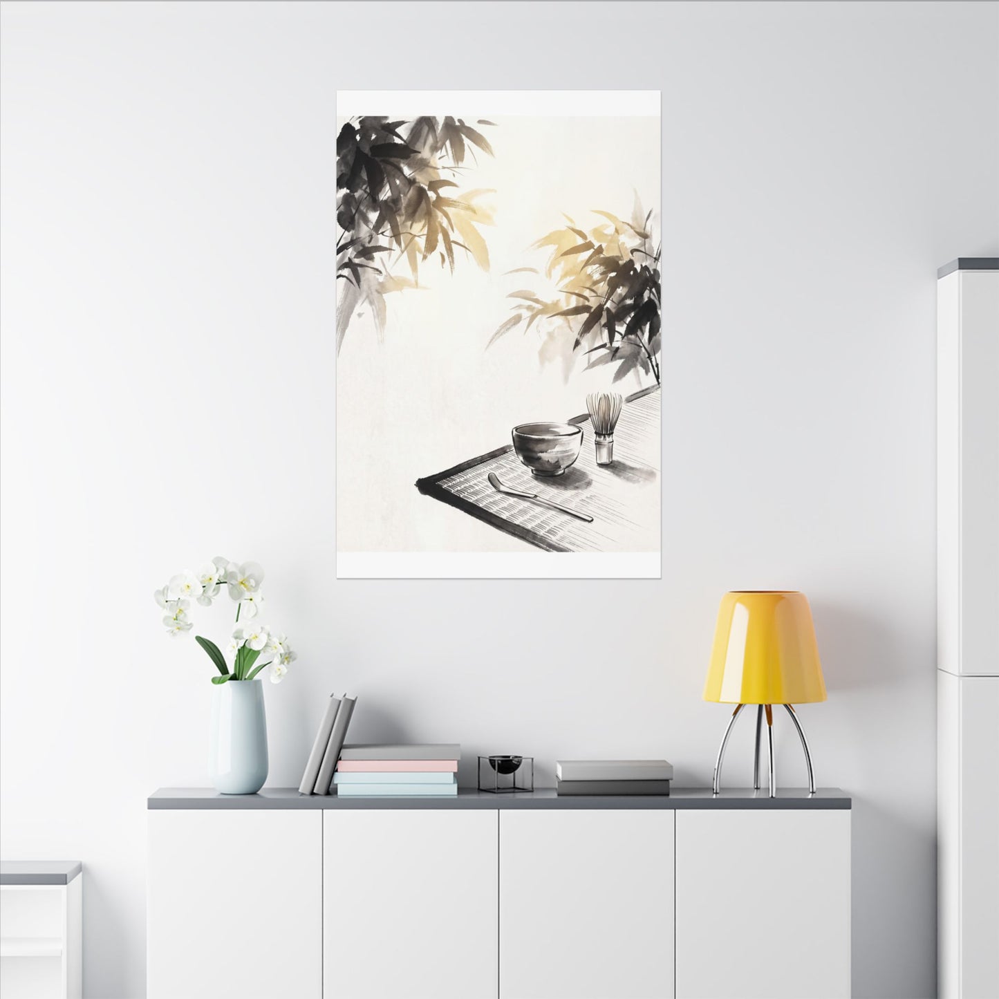 Tea Ceremony Sumi E Canvas Art | Serene Zen Art