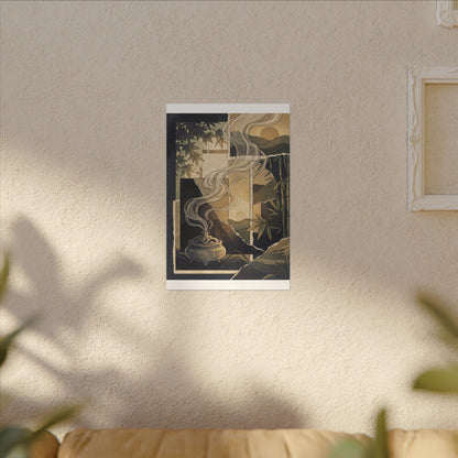 Tranquil Incense Smoke Canvas Art - Ukiyo E Inspired Zen