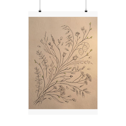 Golden Hour Dried Flowers Wall Art Print - Japandi Seijaku Art Print
