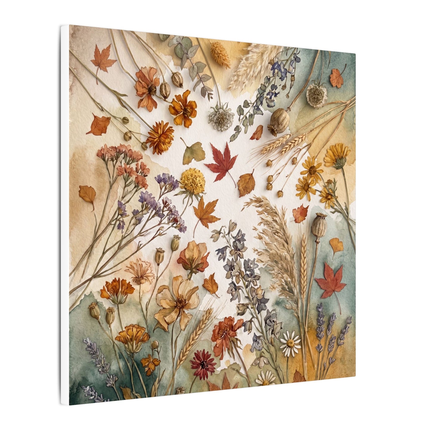 Dried Flowers Canvas Art | Autumn Japandi Watercolor Art