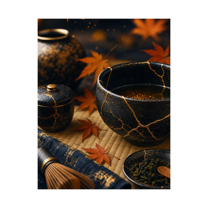 Tea Ceremony Gold Repair Wall Art Print | Healing Kintsugi Art