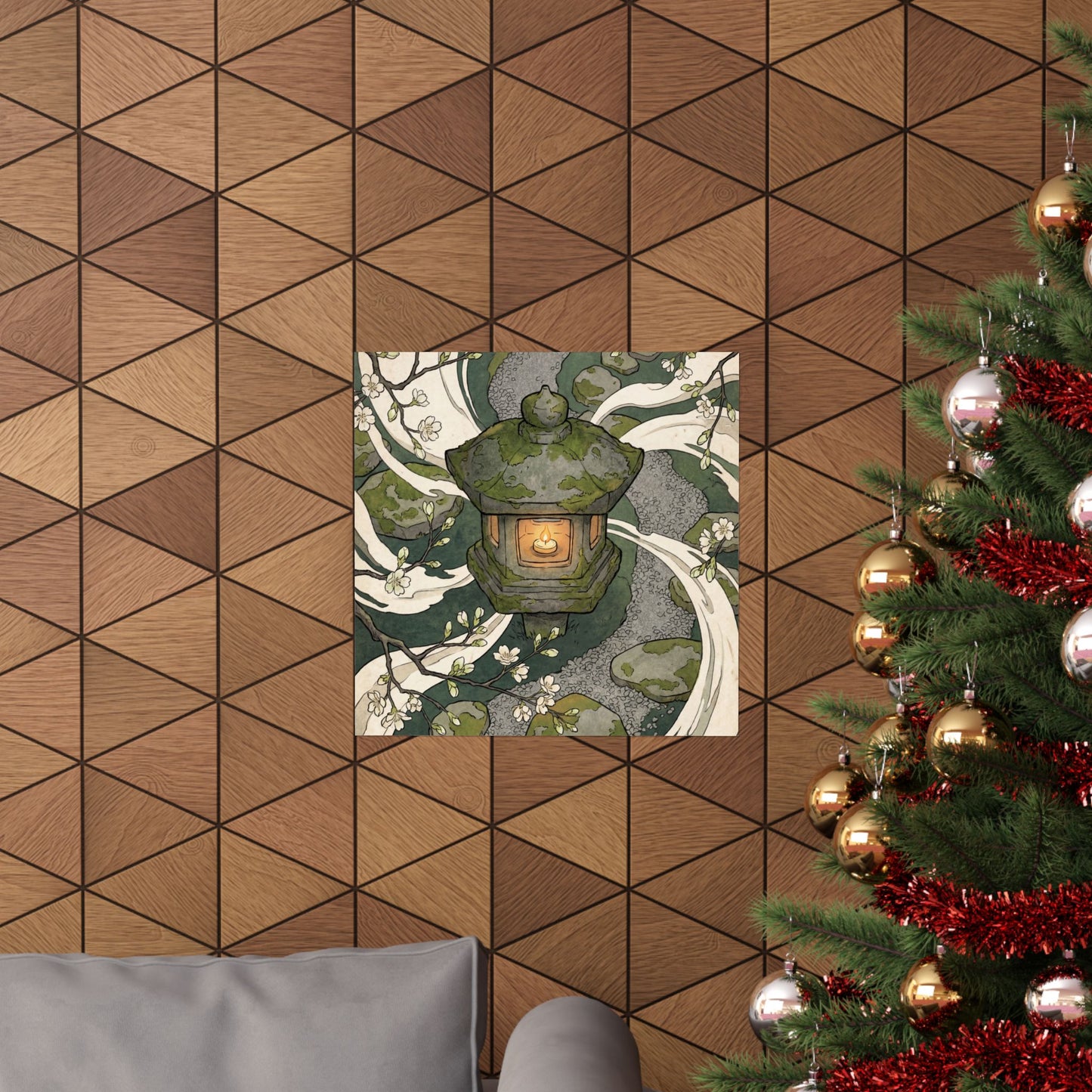Stone Lantern Spring Wall Art Print | Zen Contemplative Design