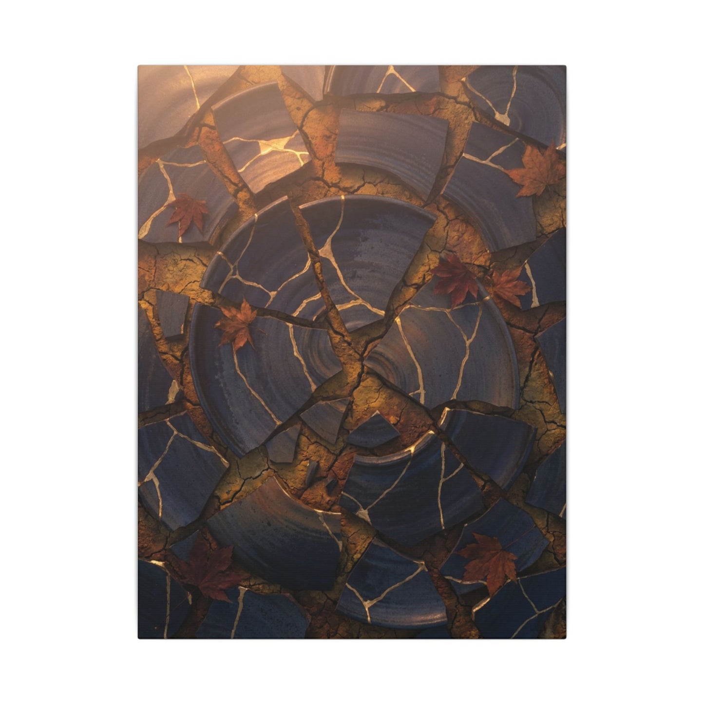 Autumn Cracked Earth Gold Repair Canvas Art | Philosophical Decor