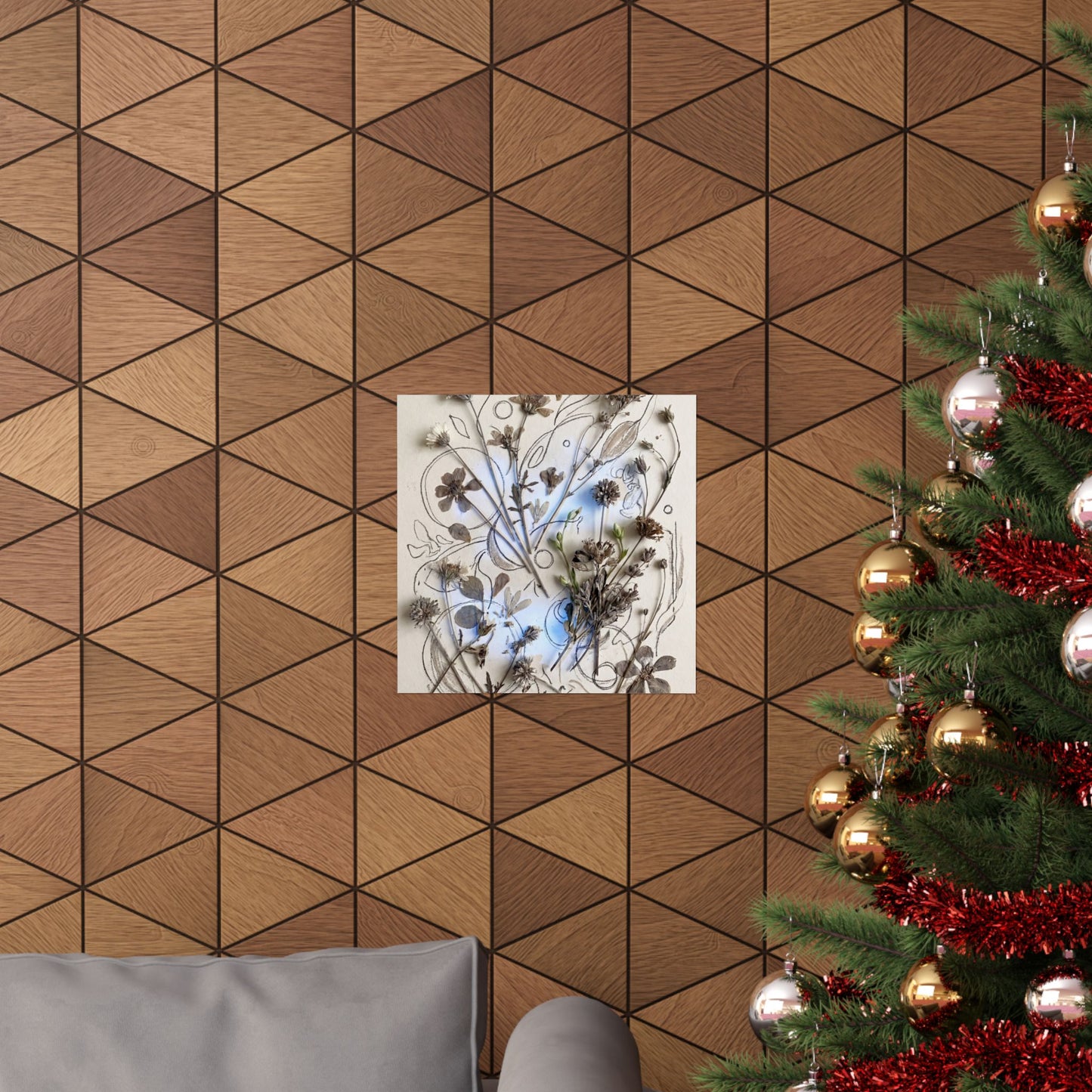 Neutral Dried Flowers Wall Art Print - Minimal Line Japandi