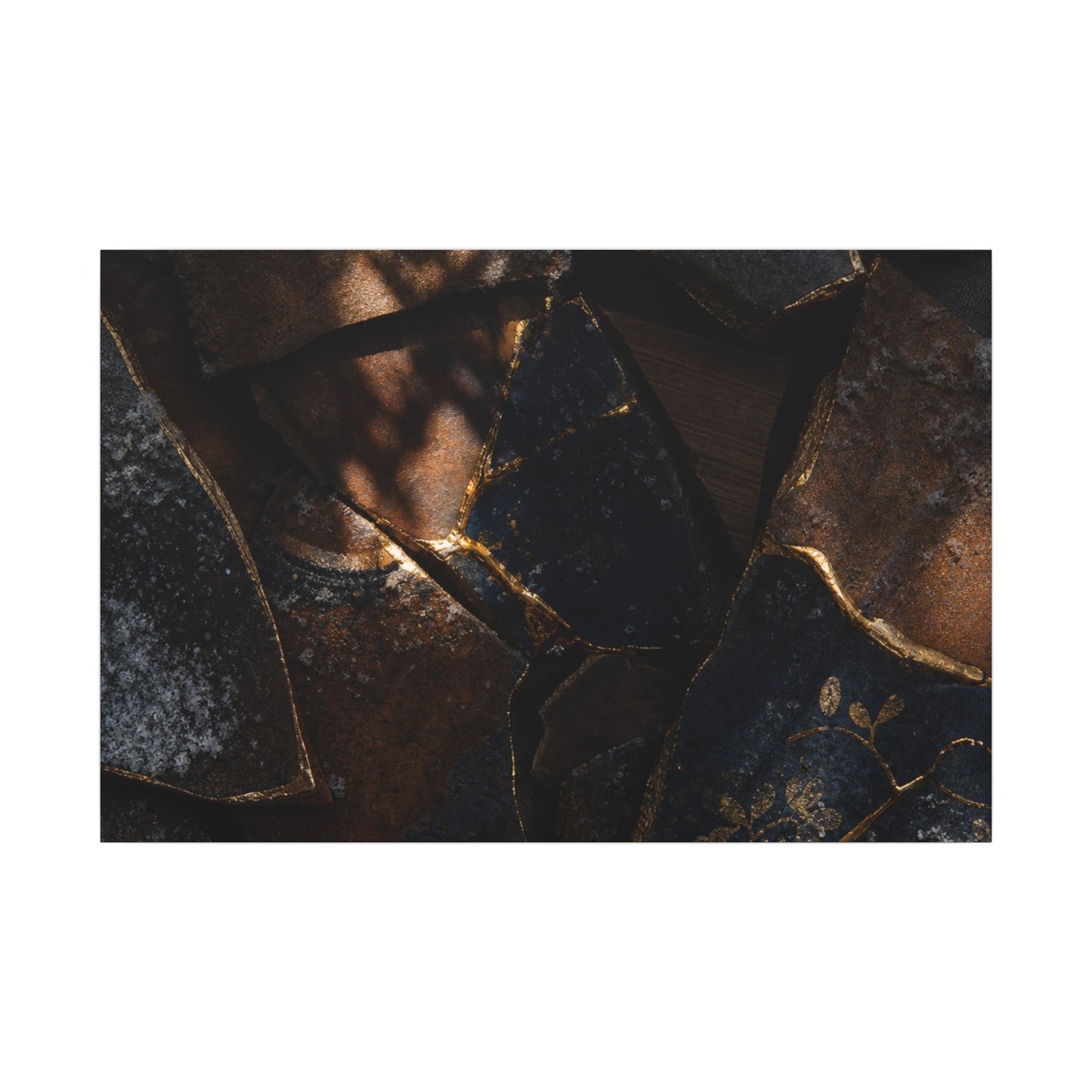Fukinsei Broken Pottery Canvas Art - Dark Japandi Dark Texture