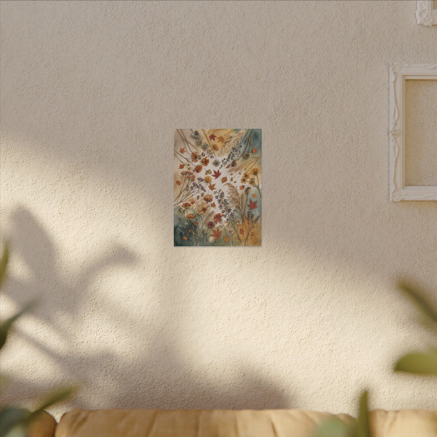 Dried Flowers Canvas Art | Autumn Japandi Watercolor Art