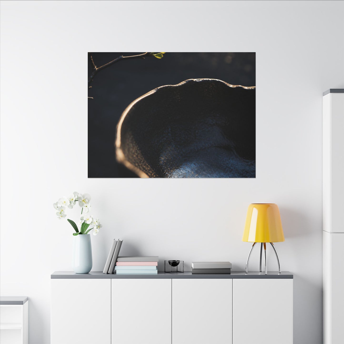 Ma Ceramic Bowl Canvas Art - Dark Japandi Shadow Zen
