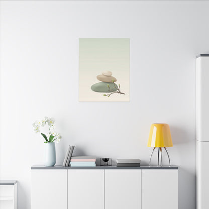 Dawn River Stones Canvas Art - Japandi Fukinsei