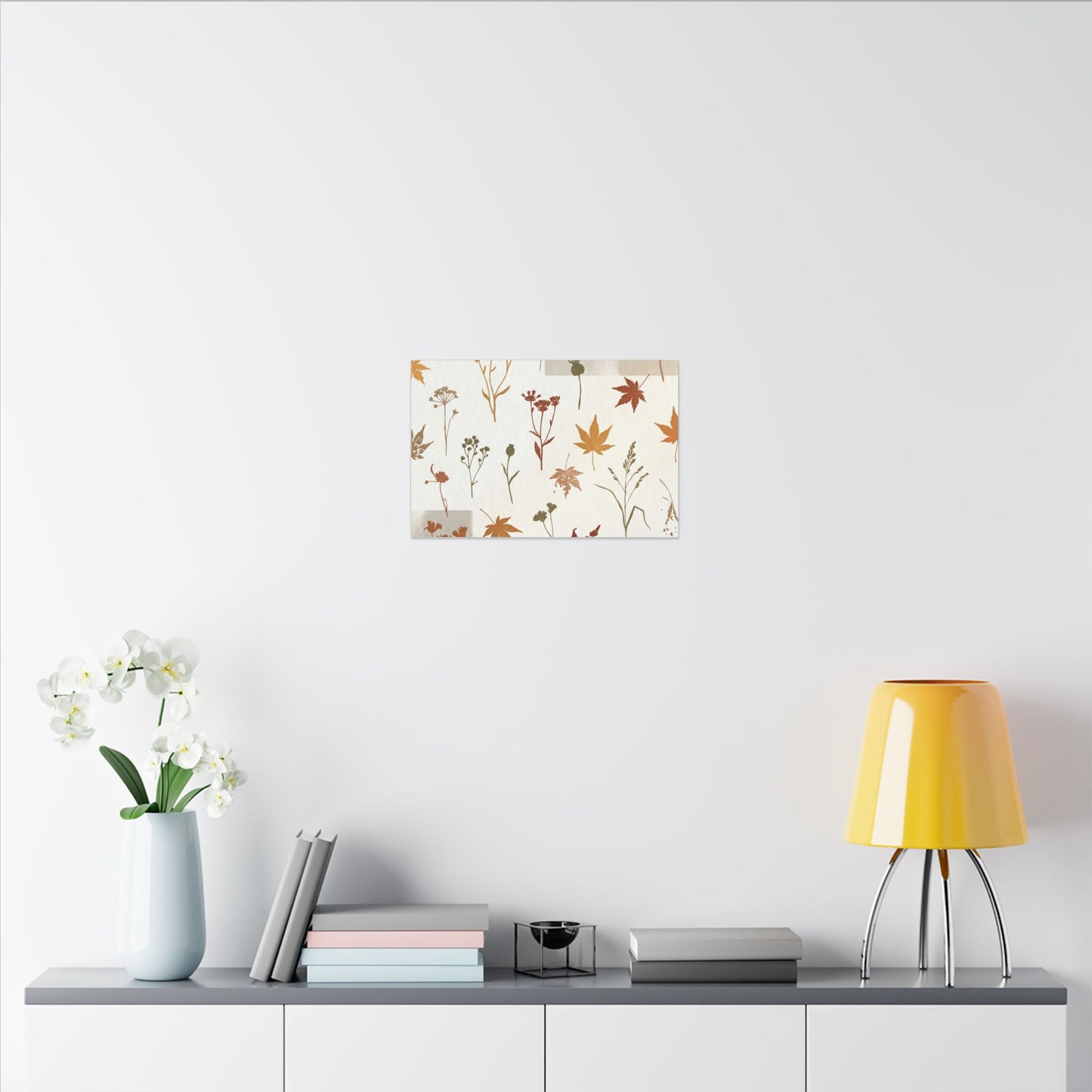 Autumn Dried Flowers Japanese Pattern Canvas Art | Elegant Decor