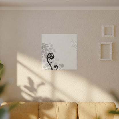 Winter Fern Unfurling Ukiyo E Inspired Canvas Art | Peaceful Decor