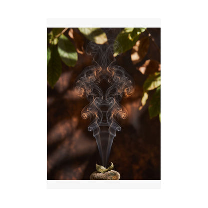 Dark Japandi Incense Smoke in Dappled | Shadow Zen Wall Art Print