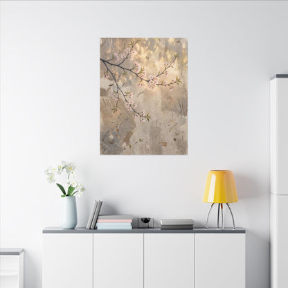 Summer Cherry Blossom Texture Canvas Art | Neutral Decor