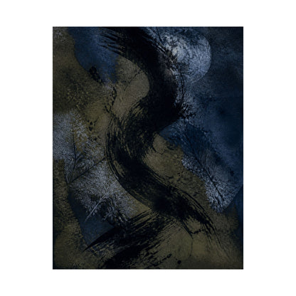 Ink Brushstroke Winter Wall Art Print | Dark Japandi Atmospheric Design