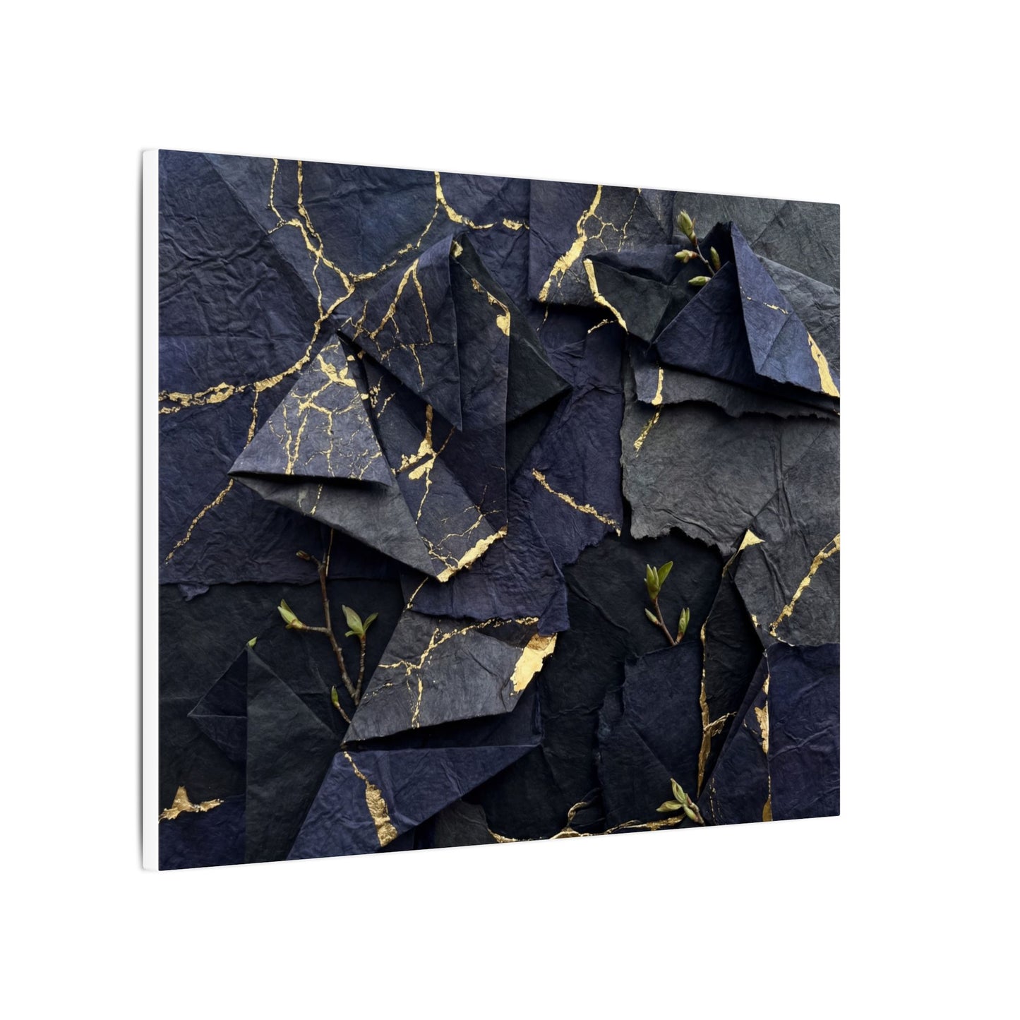 Beautiful Paper Fold Canvas Art - Crackle Gold Kintsugi Art Print