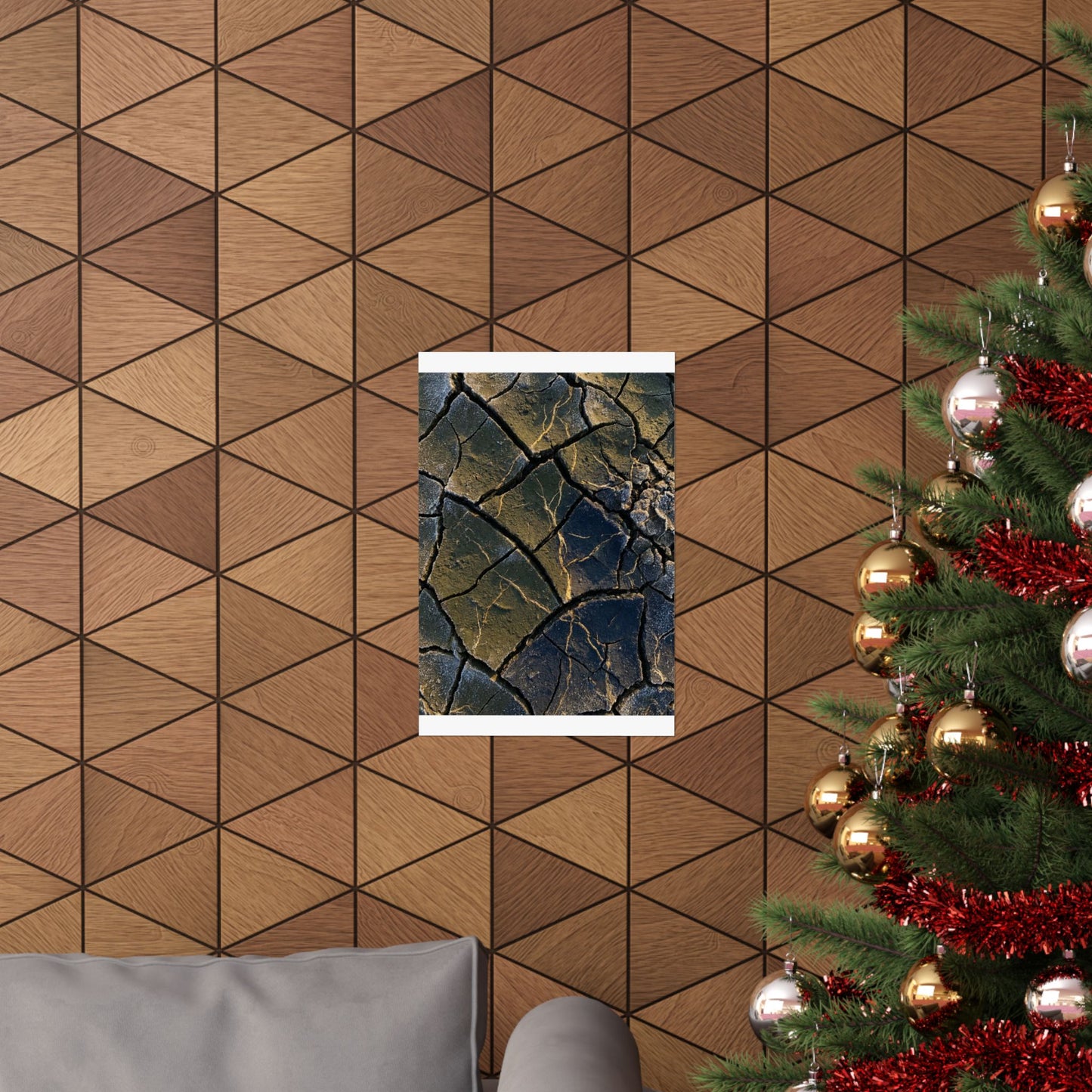 Kanso Cracked Earth Wall Art Print - Dark Japandi Moody Minimal