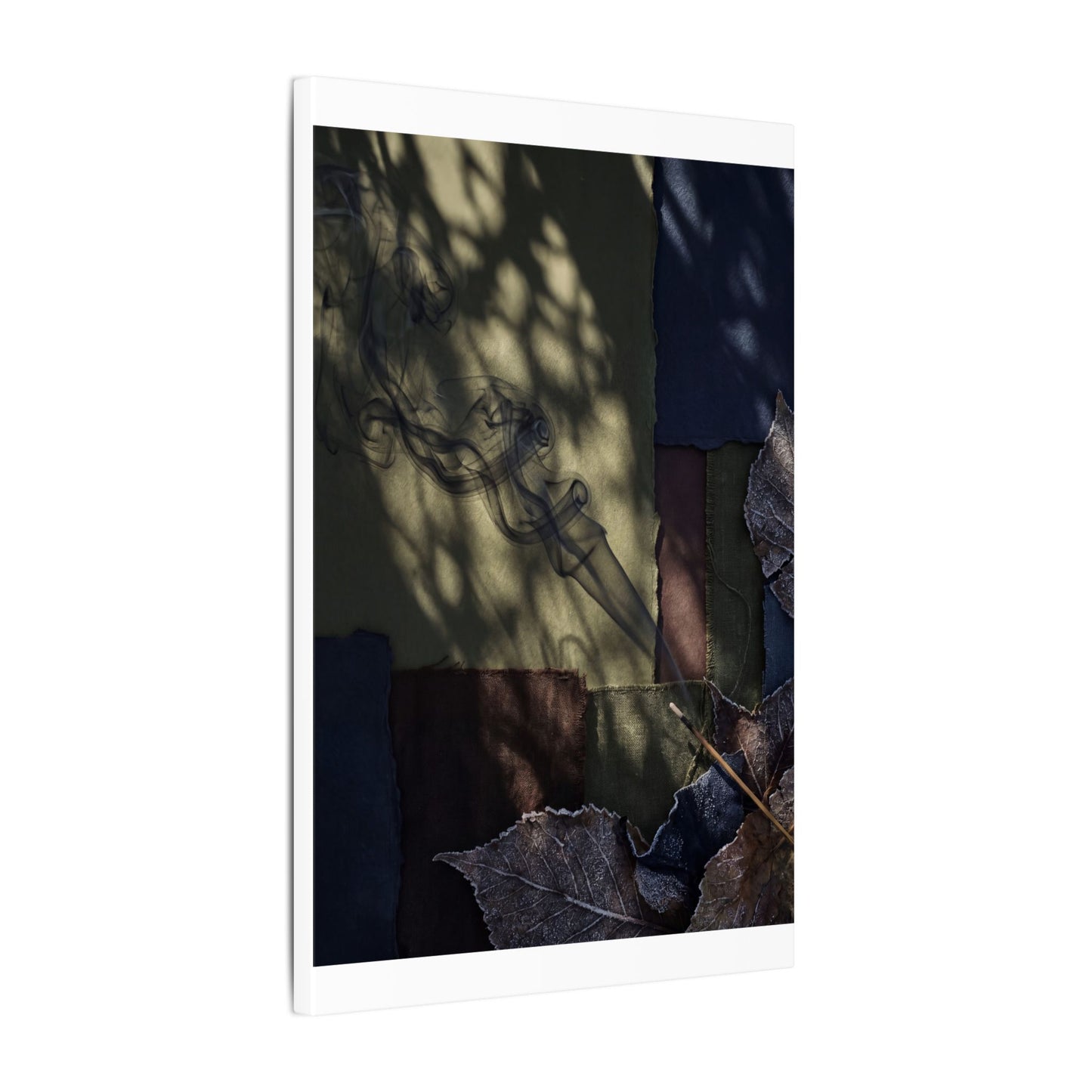 Ma Incense Smoke Canvas Art - Dark Japandi Dark Texture