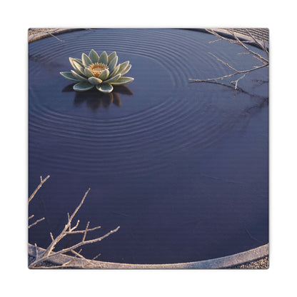 Lotus Flower Canvas Art | Winter Zen Karesansui Art