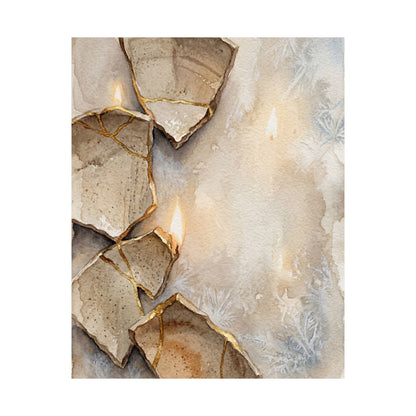 Winter Broken Pottery Watercolor Wall Art Print | Neutral Decor