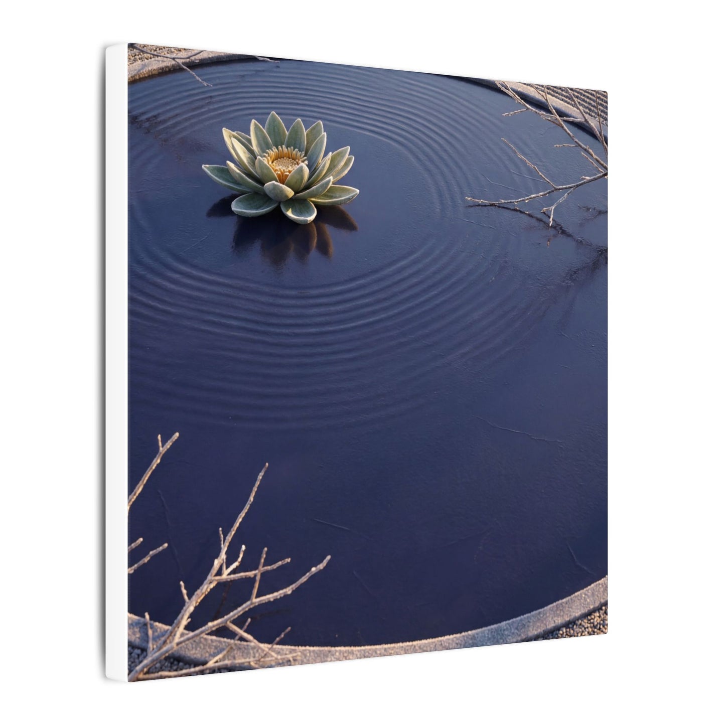 Lotus Flower Canvas Art | Winter Zen Karesansui Art