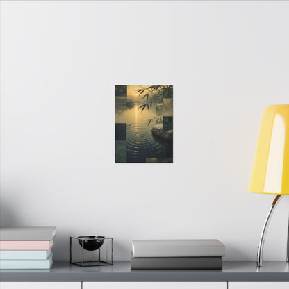 Zen Water Ripple in Golden Hour | Ukiyo E Inspired Canvas Art