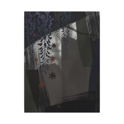 Wisteria Autumn Canvas Art | Dark Japandi Moody Design