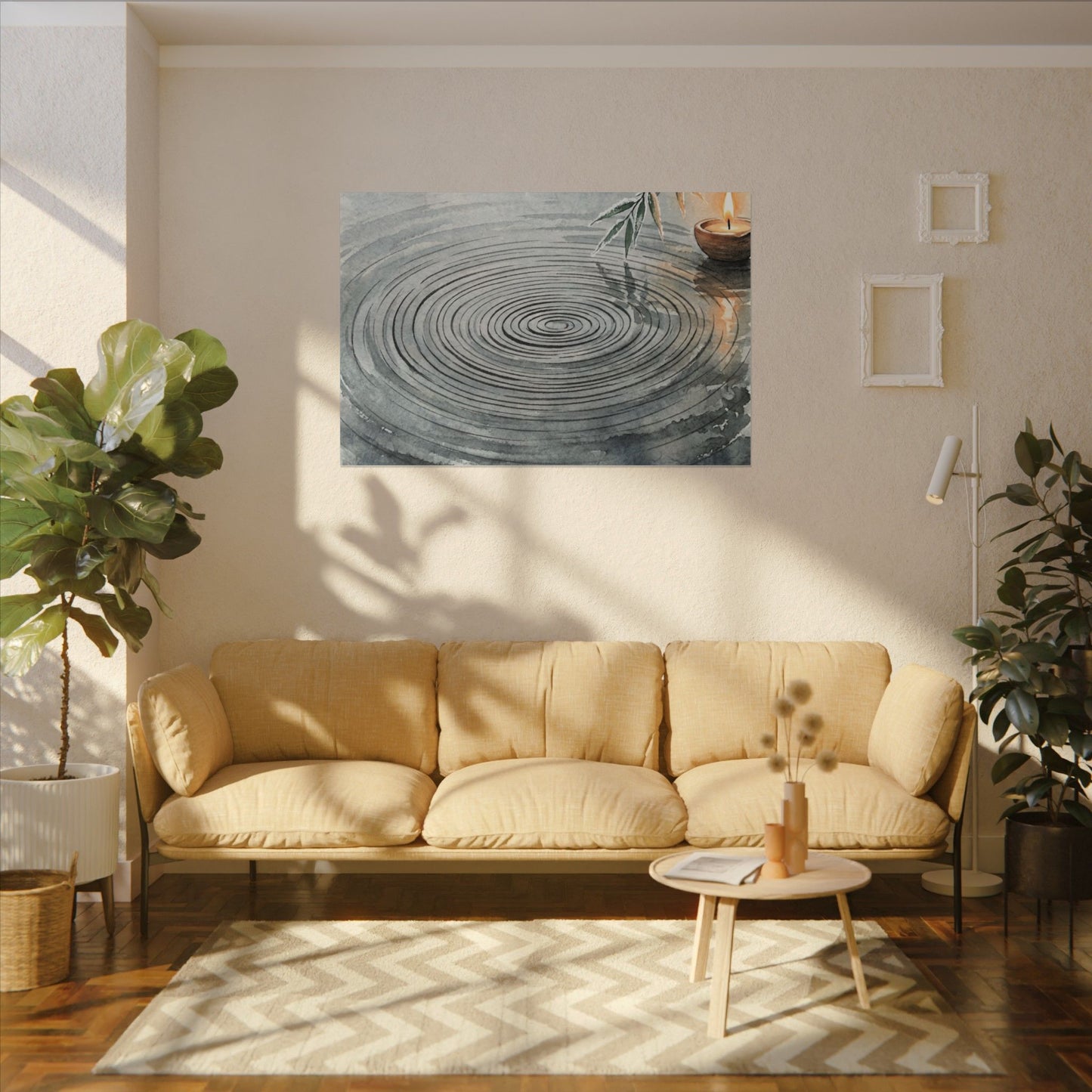 Water Ripple Sumi E Canvas Art | Calm Zen Art