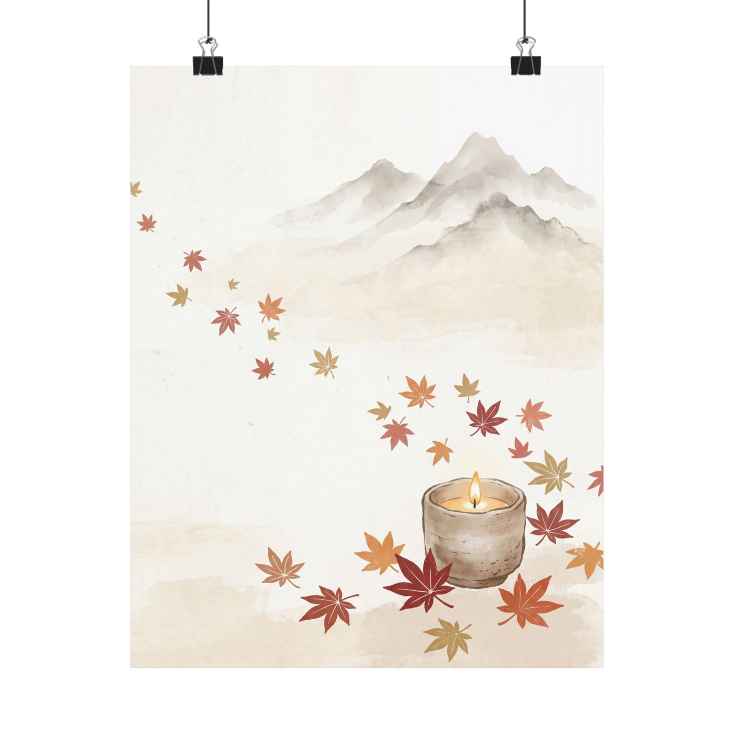 Mountain Mist Wall Art Print | Autumn Japandi Japanese Pattern Art